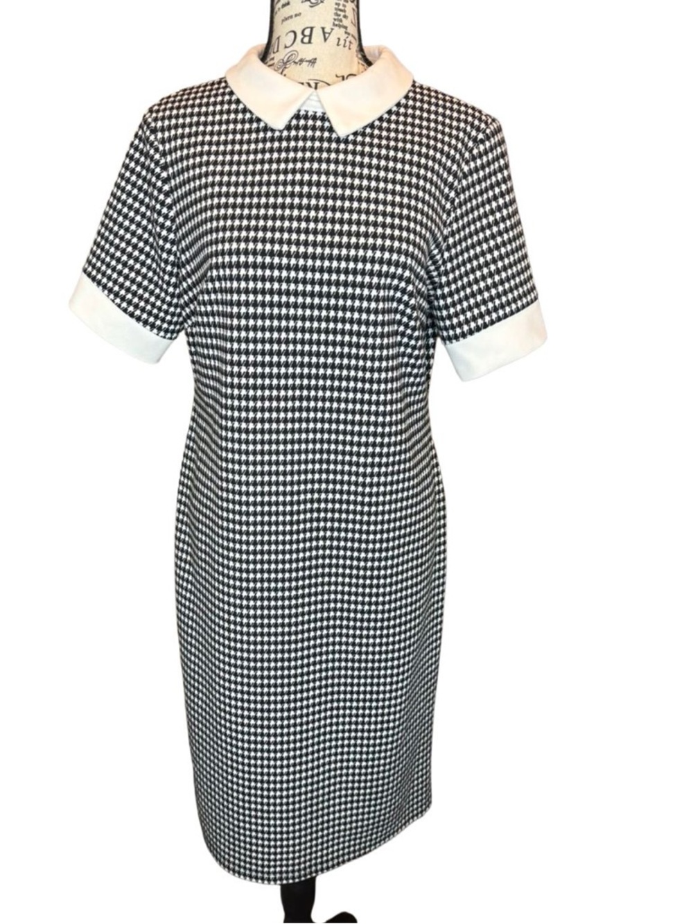 Shelby & Palmer Vintage Y2K Retro Mod Black & White Houndstooth Dress Size 10